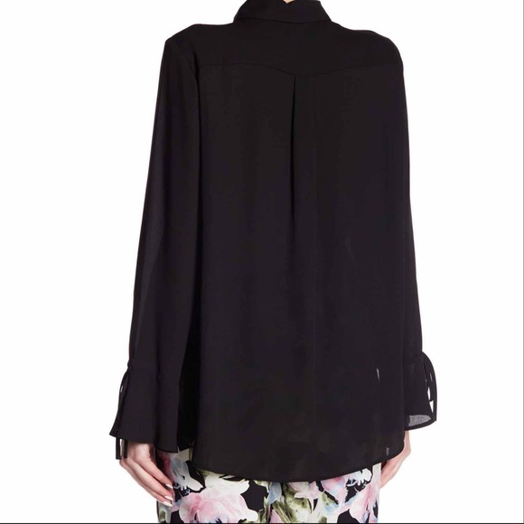 2/40🌸NWOT Vince Camuto Flare Cuff Blouse Black - Picture 2 of 7